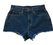 PINK Victoria’s Secret Womens Sz 6 High Rise Denim Cut off Jean Shorts Dark Wash