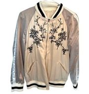 Max Studio Bomber Jacket Embroidered Floral Branches