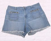 Soho jeans raw hem festival front pockets shorts sz 16 light blue raw hem