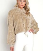 Beach Riot Shayla Teddy Crop Sweatshirt Top