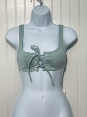 Solid & Striped Isabella Lace Up Bikini Swim Top Sky Blue XS Extra Small