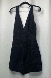 & other stories Black linen sleeveless romper size 4 vacation