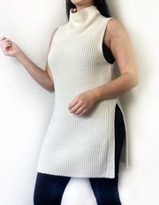 Modern Citizen Cream Mock Neck Sleeveless Split Hem Sweater Size Small