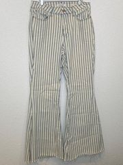 Judy Blue Los Angeles Super Flared Striped Denim Jeans Raw Hem EUC Sz 14 Cotton