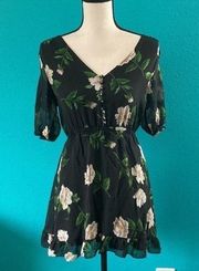 The Kooples paris black floral silk dress in size 0