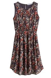 Collective Concepts  Women's Brown and Red Floral Print Midi Dress - Size M