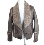 Velvet By Graham & Spencer Suade Faux Fur Tan Jacket Blazer Size Medium NWT