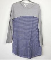 AVEC LES FILLES Striped Cotton T-shirt Dress Blue White Flawed Small S