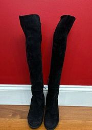 Stuart Weitzman Black Suede Women's Over The Knee Boots Made In Spain Size 7