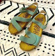 Alegria Suede Adjustable Asymmetrical Wedge Sandals Anah Dusty Blue Size 10.5‎