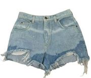 Vtg Lands End High Rise Bleached Distressed Ombré Cut Off Denim Jean Shorts 29