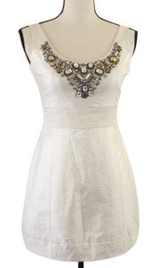 Bejeweled Beaded Cream Mini Dress