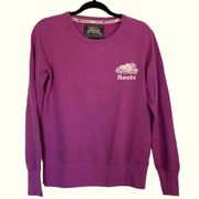 ROOTS Purple Sweatshirt Logo Canada Frog Size Small