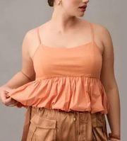 Anthropologie‎ Maeve Ruffled Bubble-Hem Cropped Tank Top Orange Medium