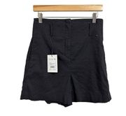 Theory X Revolve black Belt eco crunch wash high rise shorts size 6 $225 NEW