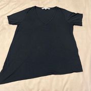 Rachel Roy cute szS black SS angled hem tshirt w/shoulder slits GUC