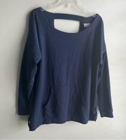 Nanette Lepore Play Femme Lightweight Sweatshirt with Fun Details XL Navy Blue