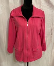 Karen Scott sport pink 3/4 sleeve jacket size large.