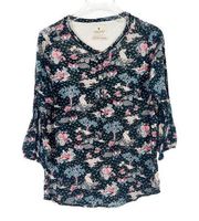 Scotch & Soda Maison Scotch Vintage au Coeur Mixed Print Popover Top Size 3 L251