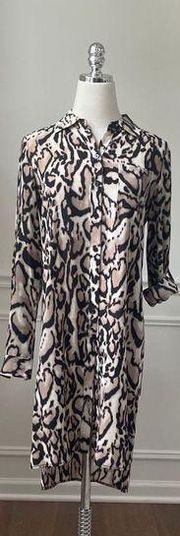 Diane von Furstenberg Leopard Print 100% Silk Shirt Dress 2