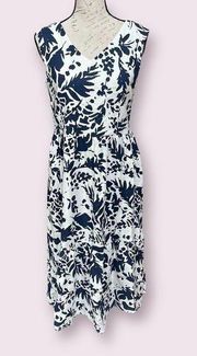 Gorgeous Magaschoni Tiered Linen Dress - Blue And White Floral Sz 6