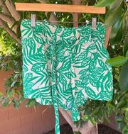 Cali 1850 Shorts Womens Medium Green Floral Linen Tropical Summer Casual