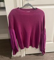 Purple Puffy Sleeve Sweater