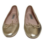 Saks Fifth Avenue Gold Metallic Ballet Flats Leather Upper and Sole Size 38