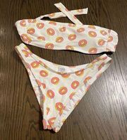 Odd Future logo white/pink donut bandeau bikini, size M