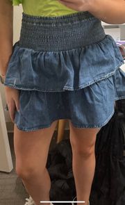 Ruffled Denim Mini Skirt