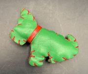 Vintage Green Leather Scottie Dog Pin