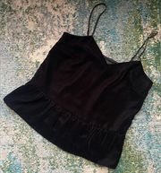 NWT J. Crew black velvet peplum cami, size 2P