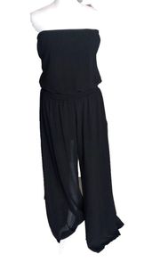 Black Elastic Sleeveless Wide Leg Jumpsuit