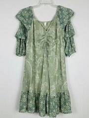 Cato Womens Ruffle Dress Size Large Fairy Dress Green 3/4 Sleeves