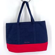 NWT Draper James Navy Blue and Red Canvas Tote Bag