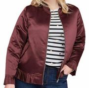 Lane Bryant ruffle satin bomber jacket