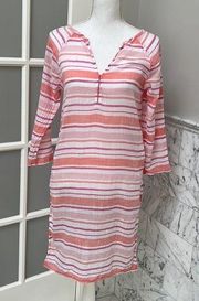 Roller Rabbit East Hampton Naomi Kurta Coral XS Tunic Dress Swim Coverup