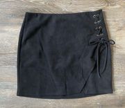 Faux Suede Lace Up Skirt