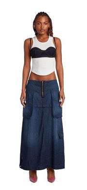 Skirt Smoke Modular Denim Cargo Low-Rise Maxi Micro Mini Midnight M NWT