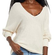 Dolman V-Neck Pullover Oatmeal Heather Sweater