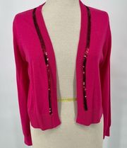 J Jason Wu Cropped Sweater Cardigan Sequin Hot Pink XS