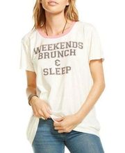 Weekend Brunch Tee White Princess Pink Sleep Raglan Scoop Neck T-Shirt S