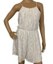 𝅺PEACH Royal Boho Ivory White Lace Mini Dress~Size M