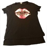 Juicy Couture Embellished Lips High Low Relaxed Short Sleeve T-shirt Large