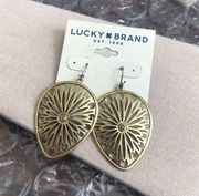 NWT Lucky Brand Leafy Gold Tone Earrings Midnight Moonstone Earrings