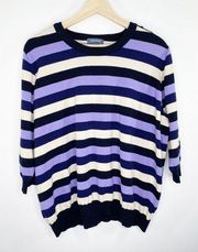 ModCloth Purple White Black Striped Crewneck Sweater Women's Plus Size 4X