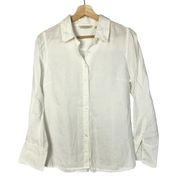 Soft Surroundings Pure White Linen Long Sleeve Button Down S