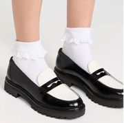 Reformation Agathea Chunky Loafers in Black/White Size 6.5