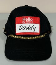 Black ‘Hello! my name is: Daddy’ Patch Gold Spiked Studded Baseball Cap Trucker Hat ❤️‍🔥✨