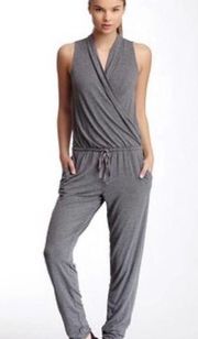 Max Studio Gray Surplice Neck Sleeveless Jogger Jumpsuit Size XS